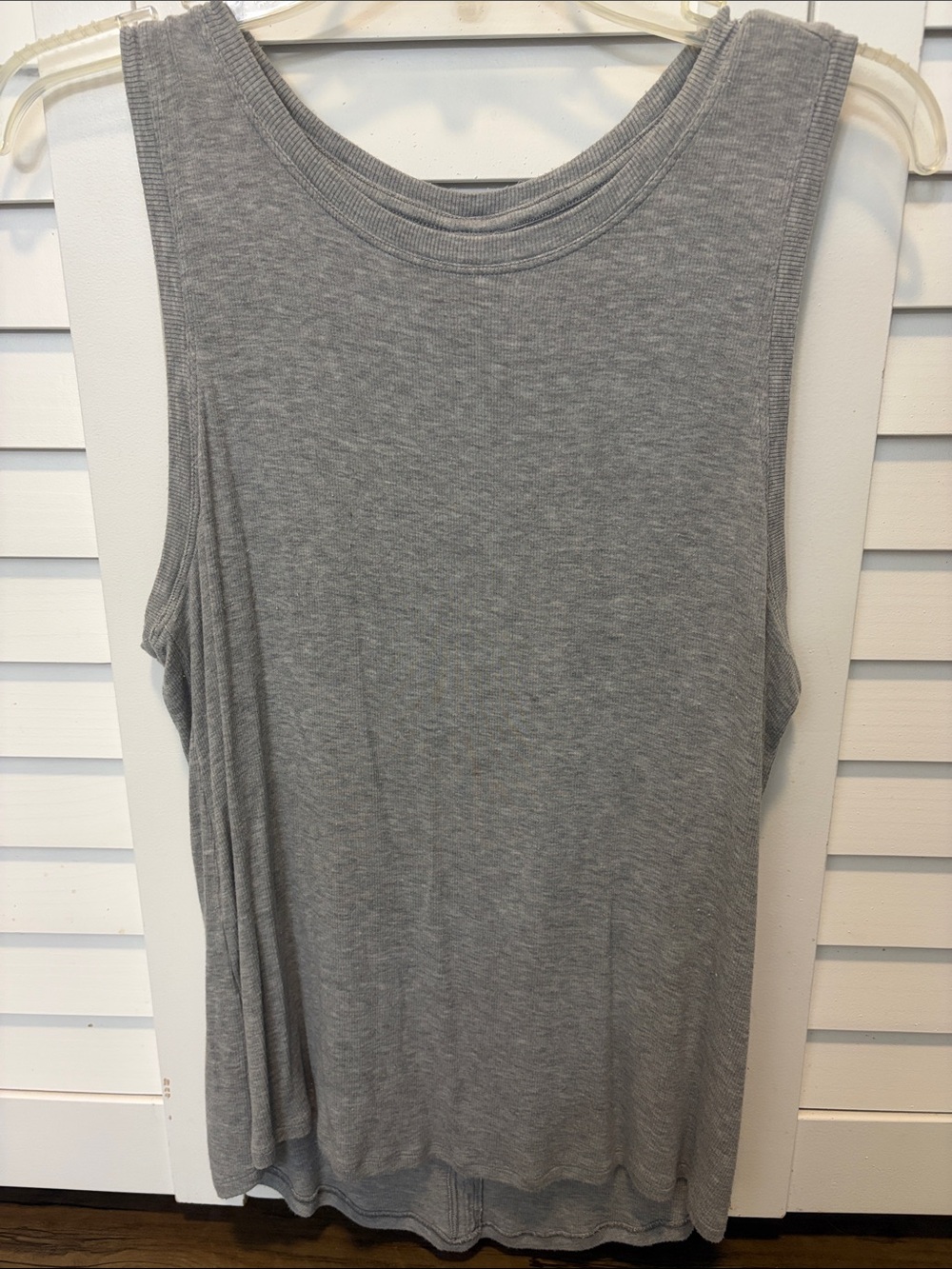 Women’s Super Soft Sleeveless Tank Top - Gray with cute peekaboo back cutout
